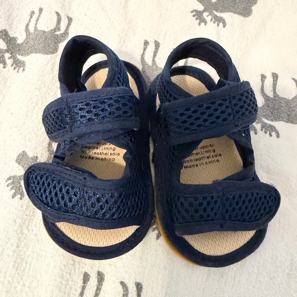 Baby Navy Blue Open-Toe Sandals - Breathable Mesh